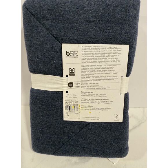 Pottery Barn Teen Favorite Tee Standard Sham Charcoal Gray 20x26 NWT - Picture 4 of 5